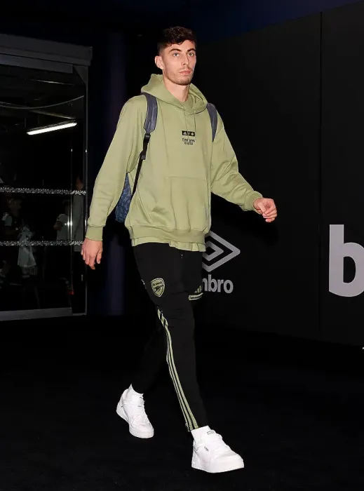 Framed Print : Arsenal's Kai Havertz Arrives at London Stadium for West Ham Cup Clash (2023-24)