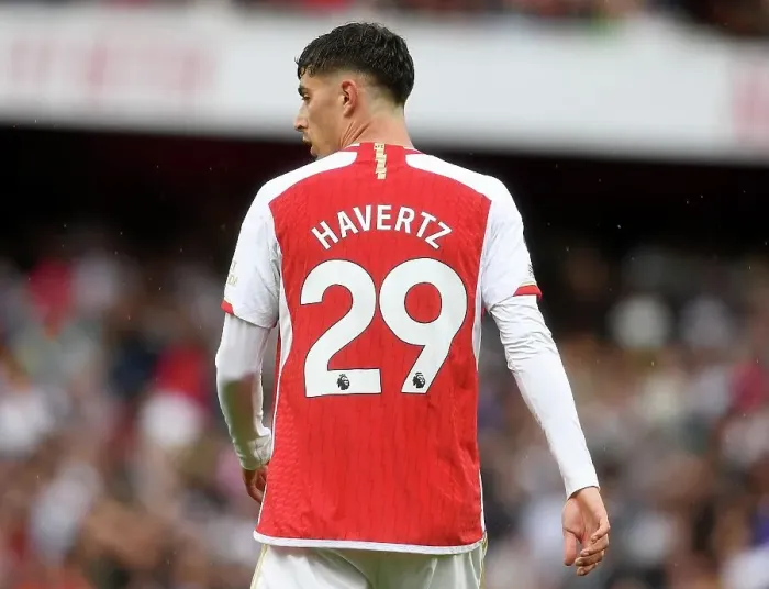Framed Print : Arsenal's Kai Havertz Focuses Ahead of Arsenal v Fulham Premier League Clash (2023-24)