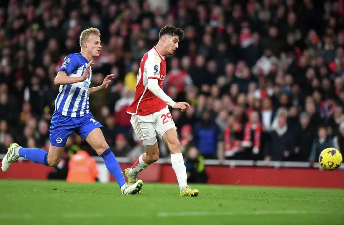 Framed Print : Arsenal's Kai Havertz Scores His Second Goal: Arsenal 2-0 Brighton (2023-24 Premier League)