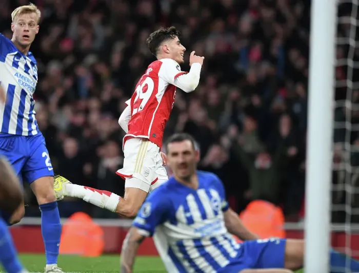 Framed Print : Arsenal's Kai Havertz Scores Second Goal Against Brighton & Hove Albion in 2023-24 Premier League Framed Print : Arsenal's Kai Havertz Scores Second Goal Against Brighton & Hove Albion in 2023-24 Premier League