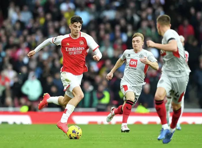 Framed Print : Arsenal's Kai Havertz Scores Thriller at Emirates: Arsenal FC vs Sheffield United (2023-24)