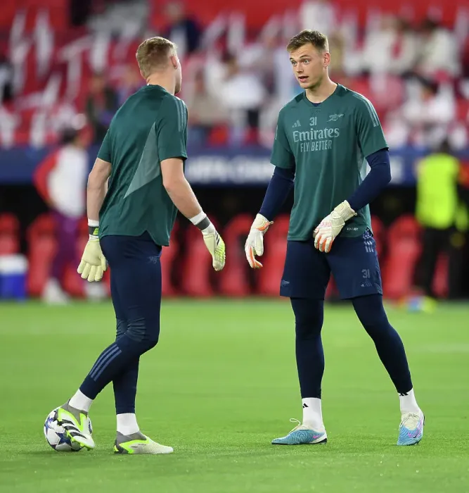 Framed Print : Arsenal's Karl Hein Warming Up Ahead of Sevilla Showdown - UEFA Champions League 2023 / 24