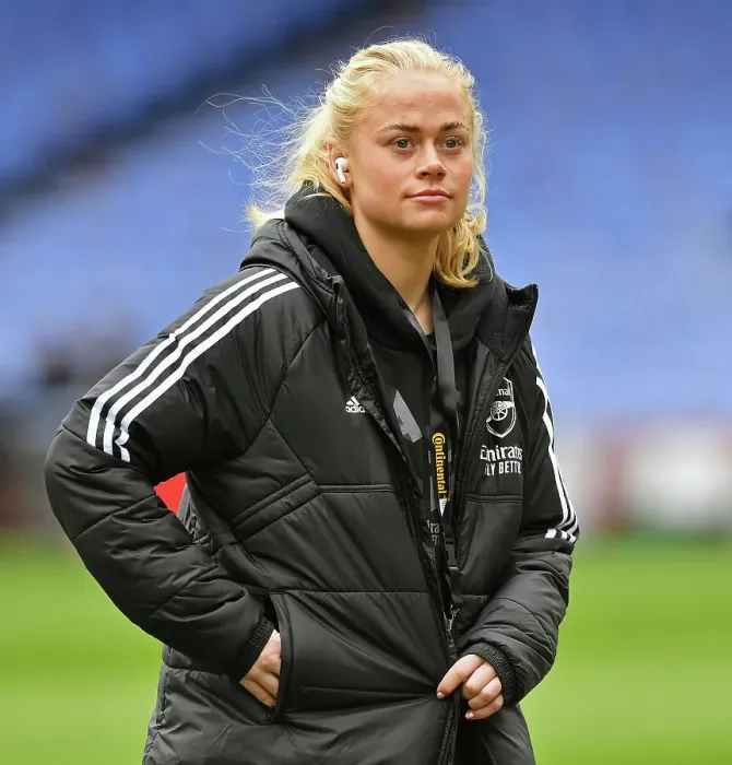 Framed Print : Arsenal's Kathrine Kuhl Prepares for FA Women's Continental Tyres League Cup Final Showdown Against Chelsea