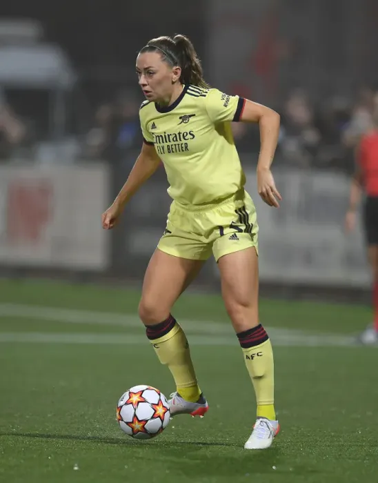 Framed Print : Arsenal's Katie McCabe Battles for Possession in UEFA Women's Champions League Clash against HB Koge Framed Print : Arsenal's Katie McCabe Battles for Possession in UEFA Women's Champions League Clash against HB Koge