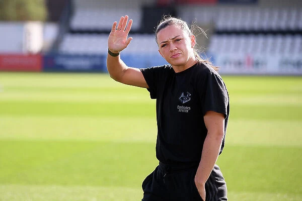 Arsenal's Katie McCabe Conducts Pre-Match Inspection at Meadow Park Ahead of Arsenal vs Leicester City