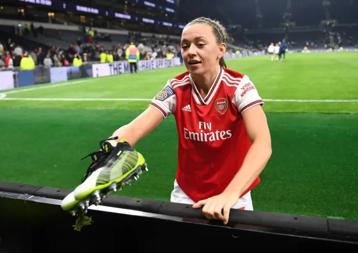 Framed Print : Arsenal's Katie McCabe Donates Boots After Tottenham Clash in FA WSL Framed Print : Arsenal's Katie McCabe Donates Boots After Tottenham Clash in FA WSL
