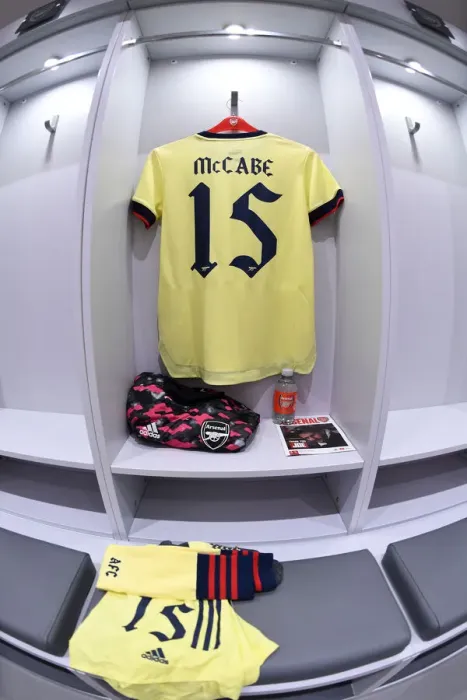 Framed Print : Arsenal's Katie McCabe Prepares for FA Cup Match: A Glimpse into Arsenal Women's Changing Room Framed Print : Arsenal's Katie McCabe Prepares for FA Cup Match: A Glimpse into Arsenal Women's Changing Room
