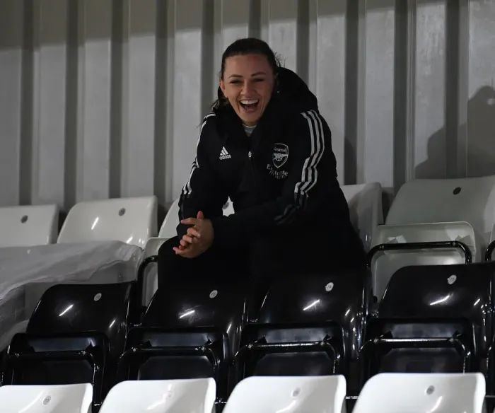 Framed Print : Arsenal's Katie McCabe Prepares for FA WSL Clash Against Brighton Hove Albion