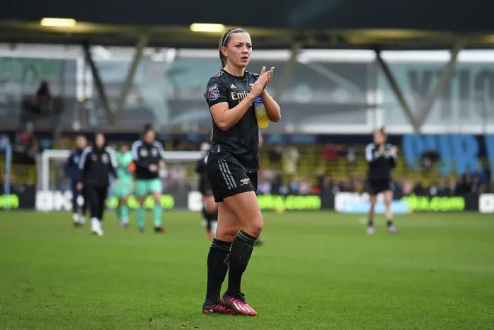 Framed Print : Arsenal's Katie McCabe Reacts After Manchester City vs Arsenal, FA Women's Super League 2022-23