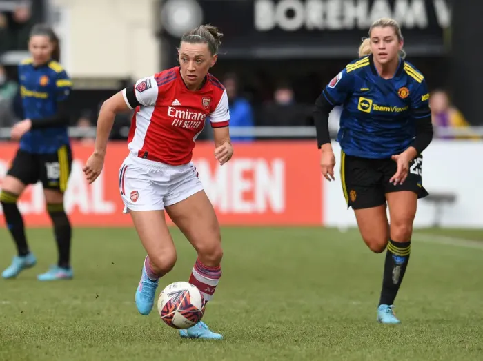 Framed Print : Arsenal's Katie McCabe Shines in Arsenal Women vs Manchester United Women, FA WSL 2021-22