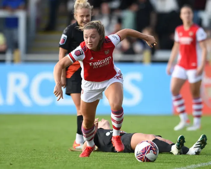 Framed Print : Arsenal's Katie McCabe Stars: Arsenal Women Triumph Over Everton Women in FA WSL (2021-22)