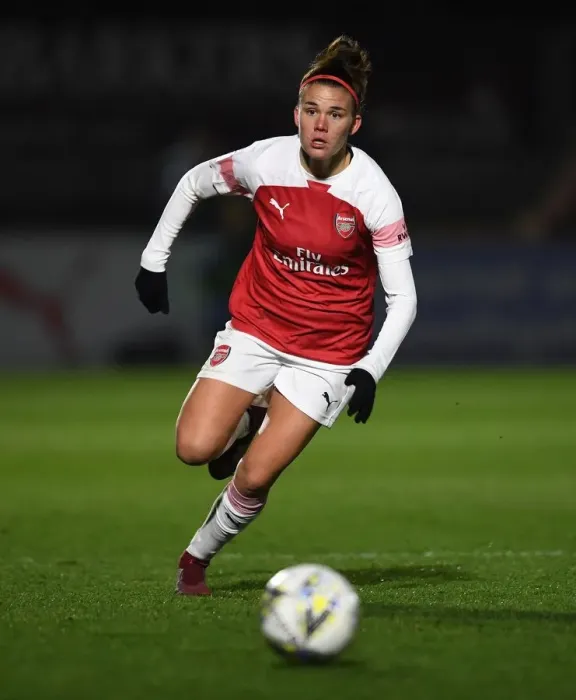 Framed Print : Arsenal's Katrine Veje in Action during FA WSL Continental Tyres Cup Match