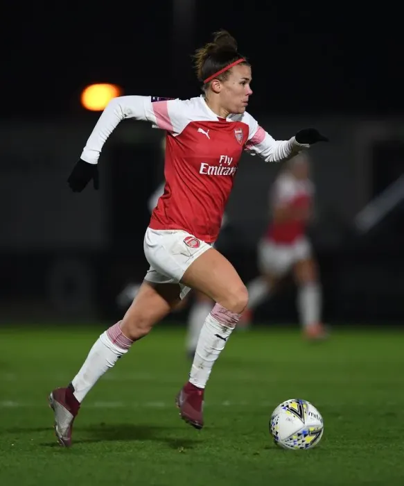 Framed Print : Arsenal's Katrine Veje in Action during FA WSL Continental Tyres Cup Match Framed Print : Arsenal's Katrine Veje in Action during FA WSL Continental Tyres Cup Match