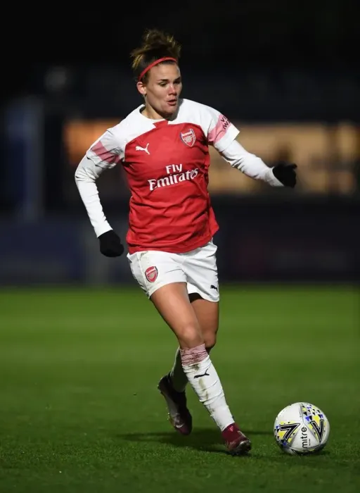 Framed Print : Arsenal's Katrine Veje in Action during FA WSL Continental Tyres Cup Match Framed Print : Arsenal's Katrine Veje in Action during FA WSL Continental Tyres Cup Match