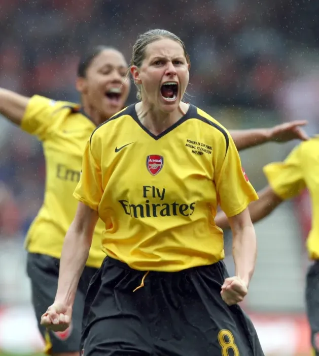 Framed Print : Arsenal's Kelly Smith Euphorically Celebrates Second Goal in FA Cup Final Victory (4:1 vs Charlton Athletic) Framed Print : Arsenal's Kelly Smith Euphorically Celebrates Second Goal in FA Cup Final Victory (4:1 vs Charlton Athletic)