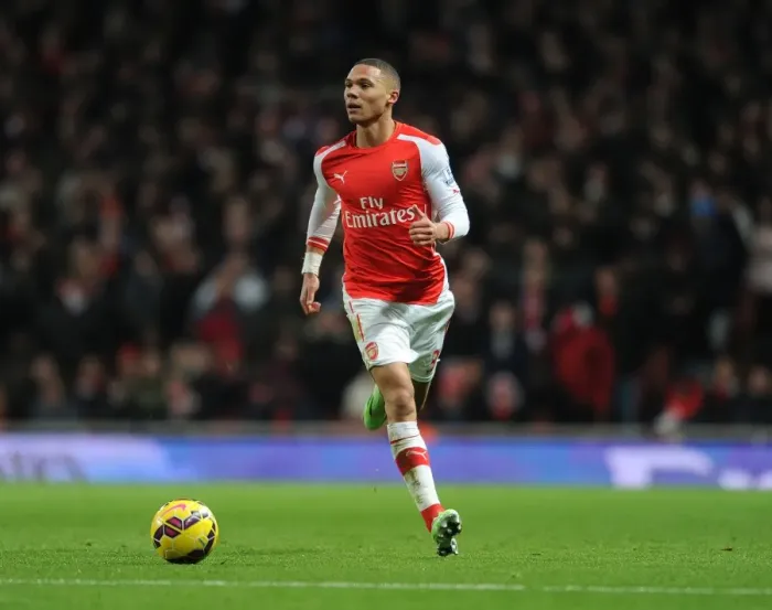 Framed Print : Arsenal's Kieran Gibbs in Action During the Arsenal vs. Newcastle United Premier League Match, 2014 / 15