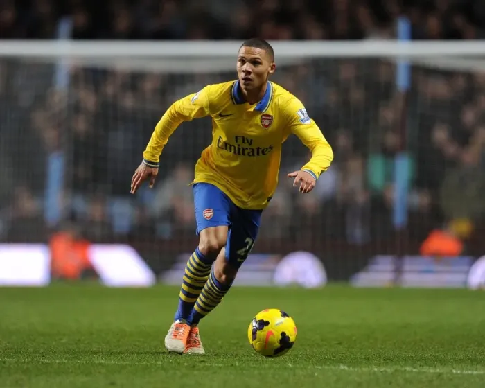 Framed Print : Arsenal's Kieran Gibbs in Action against Aston Villa (2013-14 Premier League)