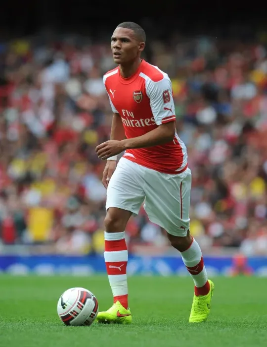 Framed Print : Arsenal's Kieran Gibbs in Action Against Benfica at the Emirates Cup, 2014