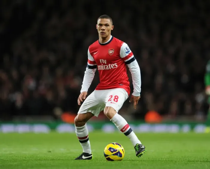 Framed Print : Arsenal's Kieran Gibbs in Action Against Liverpool at the Emirates, 2013