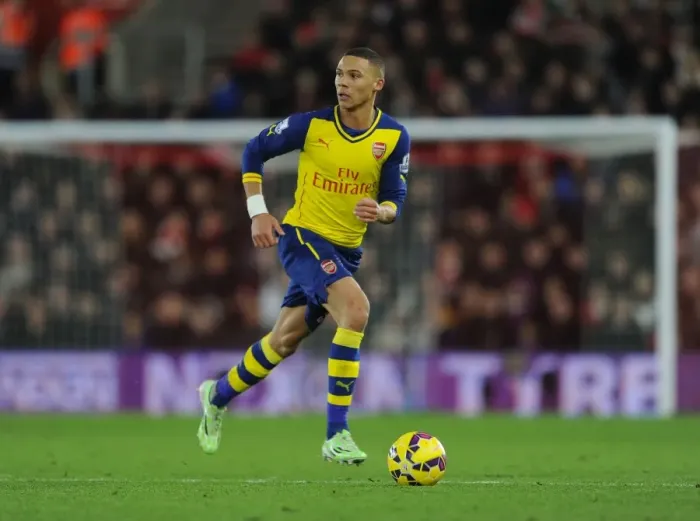 Framed Print : Arsenal's Kieran Gibbs in Action Against Southampton (2014-15)