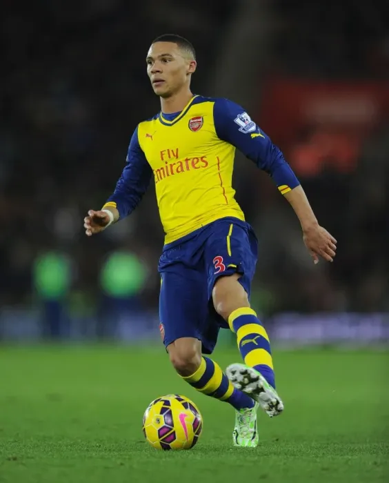 Framed Print : Arsenal's Kieran Gibbs in Action against Southampton (Premier League 2014-15) Framed Print : Arsenal's Kieran Gibbs in Action against Southampton (Premier League 2014-15)