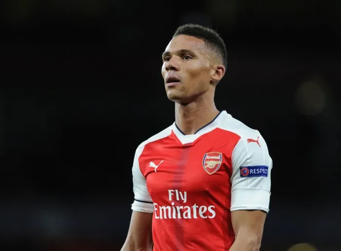 Framed Print : Arsenal's Kieran Gibbs in Action during the UEFA Champions League Match against Ludogorets (2016-17)