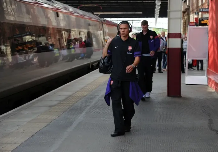 Framed Print : Arsenal's Kieran Gibbs at Stoke Station After Stoke City Match, 2012-13 Premier League Framed Print : Arsenal's Kieran Gibbs at Stoke Station After Stoke City Match, 2012-13 Premier League