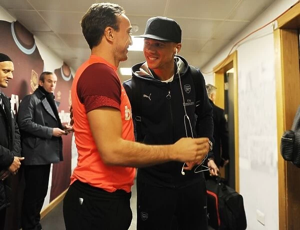Arsenal's Kieran Gibbs and West Ham's Mark Noble Share Pre-Match Camaraderie (2015-16)