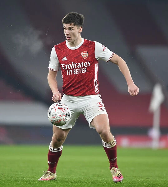 Arsenal's Kieran Tierney in Action: FA Cup Third Round vs Newcastle United (Behind Closed Doors)