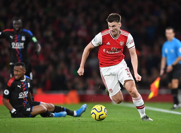 Arsenal's Kieran Tierney in Action during the Arsenal vs. Crystal Palace Premier League Match, 2019-20