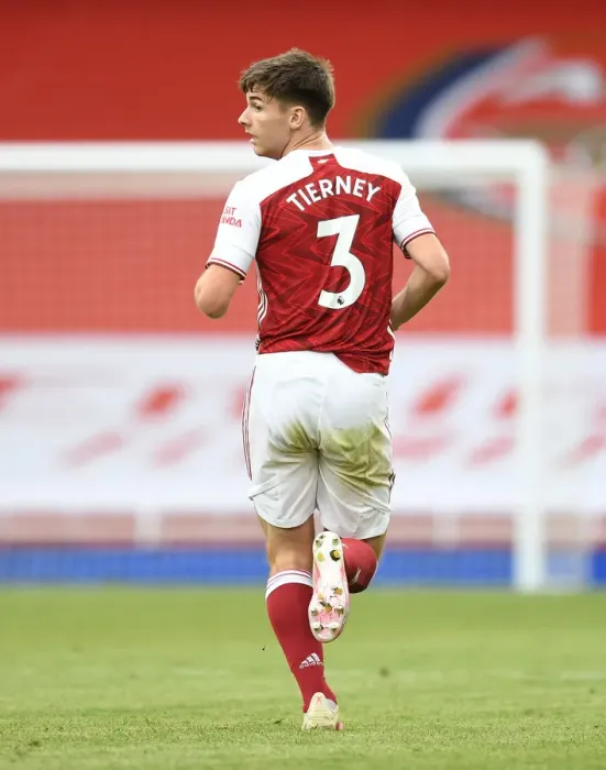 Framed Print : Arsenal's Kieran Tierney in Action: Arsenal vs. Watford, Premier League 2019-2020