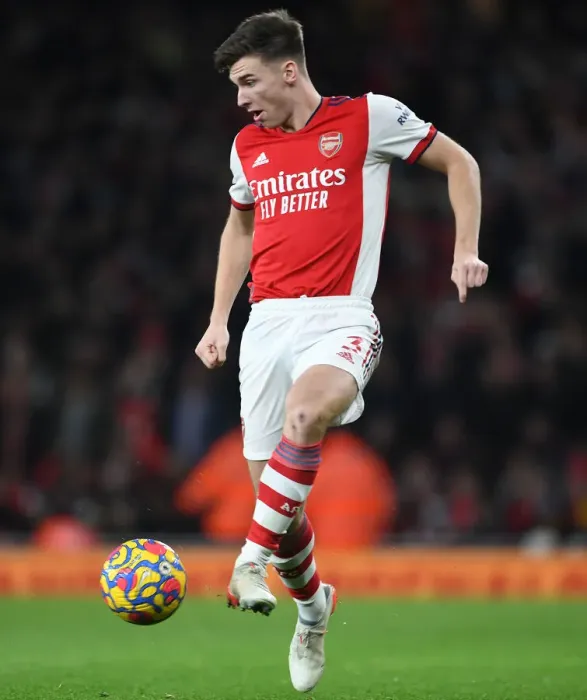 Framed Print : Arsenal's Kieran Tierney in Action: Arsenal vs. West Ham United, Premier League 2021-22
