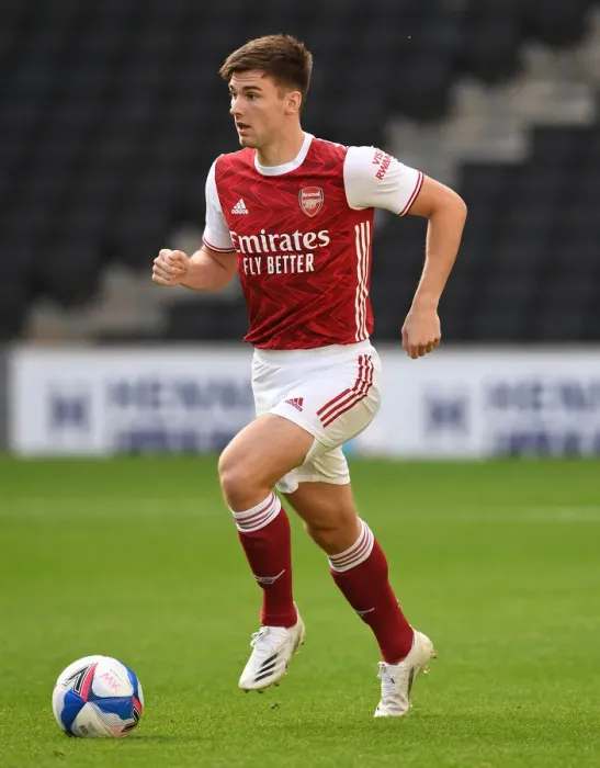 Framed Print : Arsenal's Kieran Tierney in Action: Arsenal vs MK Dons (2020-21)