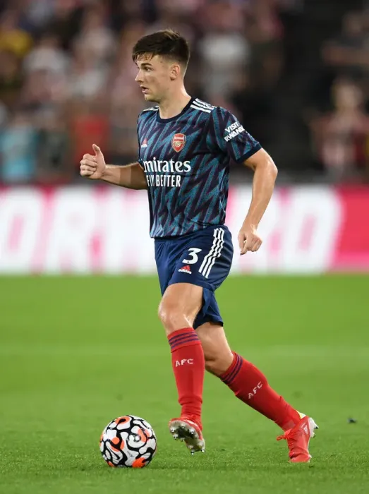 Framed Print : Arsenal's Kieran Tierney in Action: Brentford vs Arsenal, 2021-22 Premier League