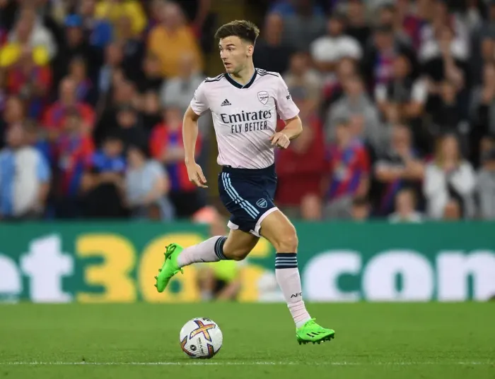 Framed Print : Arsenal's Kieran Tierney in Action against Crystal Palace in 2022-23 Premier League