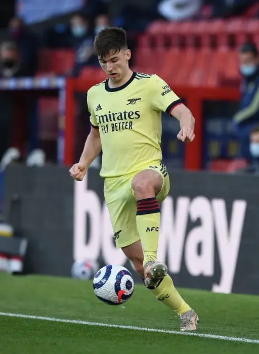 Framed Print : Arsenal's Kieran Tierney in Action: Crystal Palace vs Arsenal, Premier League 2020-21