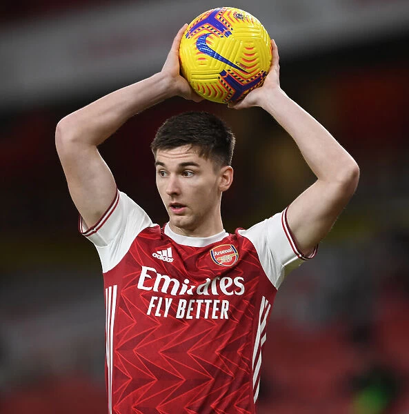 Arsenal's Kieran Tierney in Action at Empty Emirates: Arsenal vs Newcastle United, Premier League 2020-21