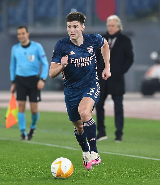 Arsenal's Kieran Tierney in Action at Europa League Match vs SL Benfica in Rome
