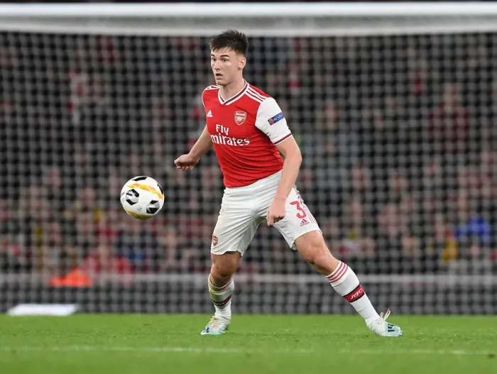 Framed Print : Arsenal's Kieran Tierney in Action during Europa League Match against Standard Liege Framed Print : Arsenal's Kieran Tierney in Action during Europa League Match against Standard Liege
