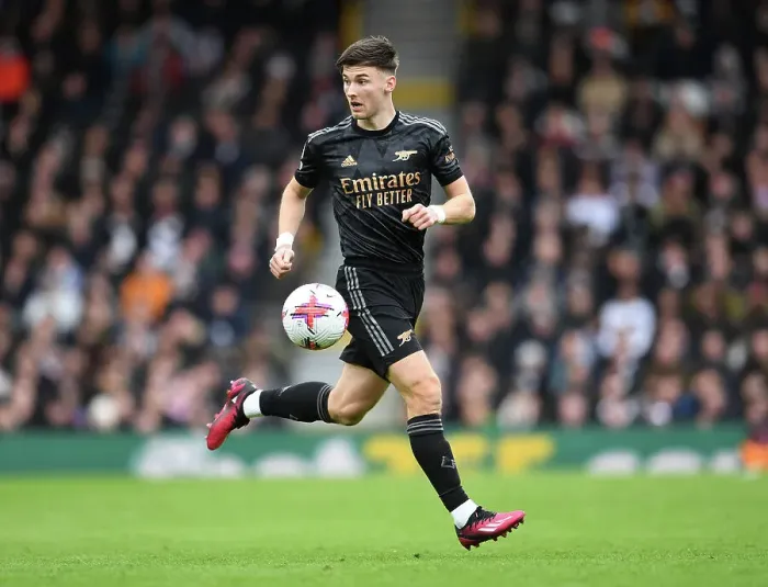 Framed Print : Arsenal's Kieran Tierney in Action: Fulham vs. Arsenal (2022-23) Framed Print : Arsenal's Kieran Tierney in Action: Fulham vs. Arsenal (2022-23)