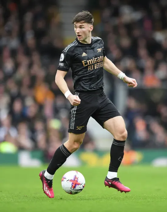 Framed Print : Arsenal's Kieran Tierney in Action: Fulham vs. Arsenal (2022-23)