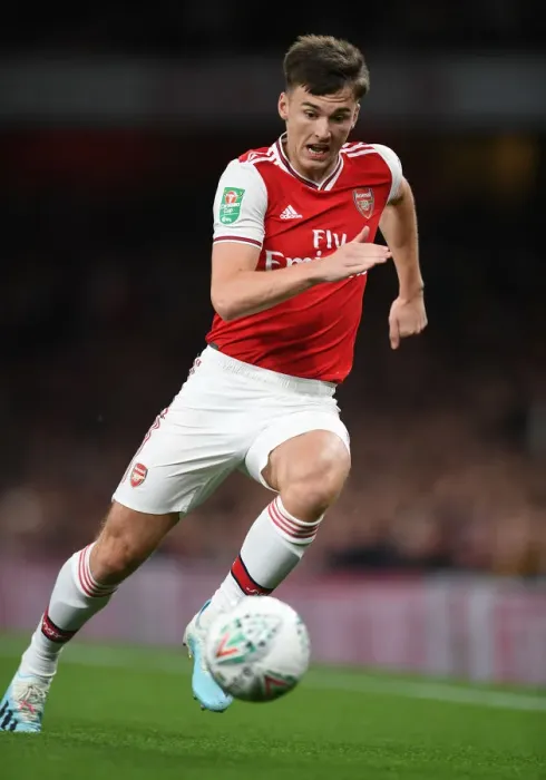 Framed Print : Arsenal's Kieran Tierney in Action Against Nottingham Forest - Carabao Cup 2019-20