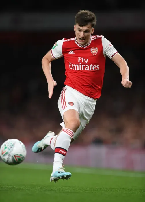 Framed Print : Arsenal's Kieran Tierney in Action Against Nottingham Forest in Carabao Cup Clash