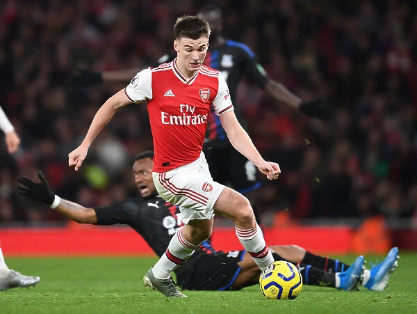 Arsenal's Kieran Tierney in Action during the Premier League Match Against Crystal Palace (2019-20)