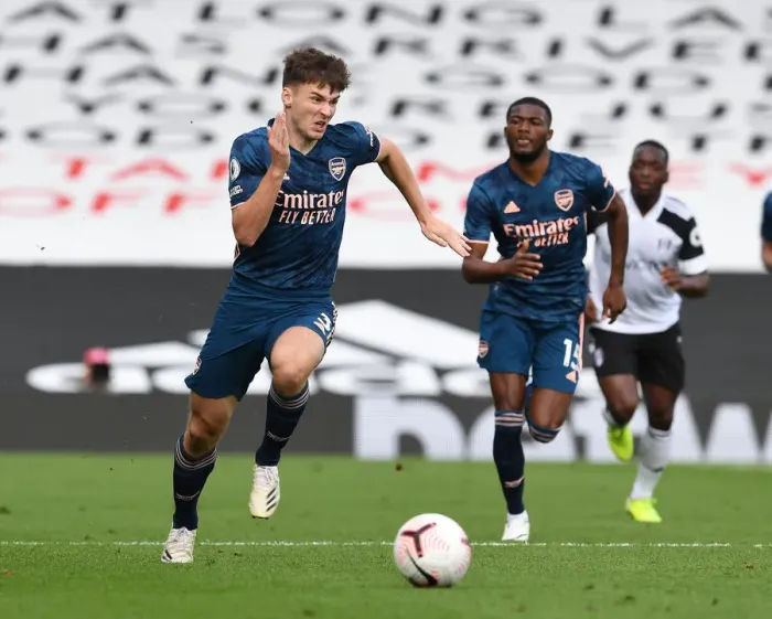 Framed Print : Arsenal's Kieran Tierney in Action: Premier League 2020-21 - Fulham vs. Arsenal Framed Print : Arsenal's Kieran Tierney in Action: Premier League 2020-21 - Fulham vs. Arsenal