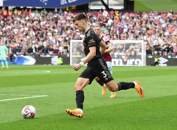 Framed Print : Arsenal's Kieran Tierney in Action: Premier League 2022-23 - West Ham United vs. Arsenal Framed Print : Arsenal's Kieran Tierney in Action: Premier League 2022-23 - West Ham United vs. Arsenal