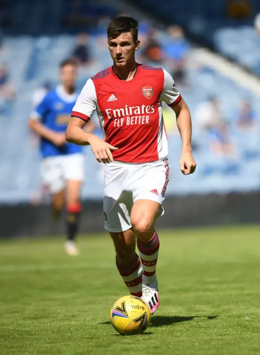 Framed Print : Arsenal's Kieran Tierney in Action Against Rangers at Ibrox Stadium Framed Print : Arsenal's Kieran Tierney in Action Against Rangers at Ibrox Stadium