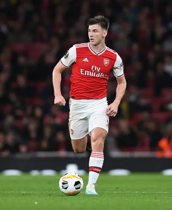 Framed Print : Arsenal's Kieran Tierney in Action Against Standard Liege in Europa League