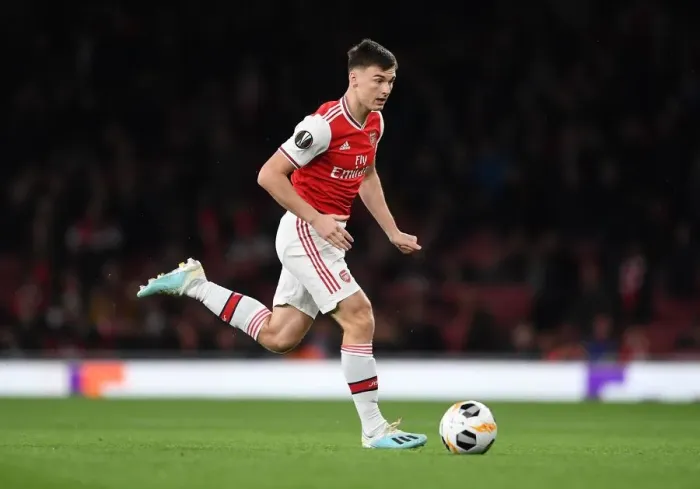Framed Print : Arsenal's Kieran Tierney in Action against Standard Liege in Europa League Framed Print : Arsenal's Kieran Tierney in Action against Standard Liege in Europa League