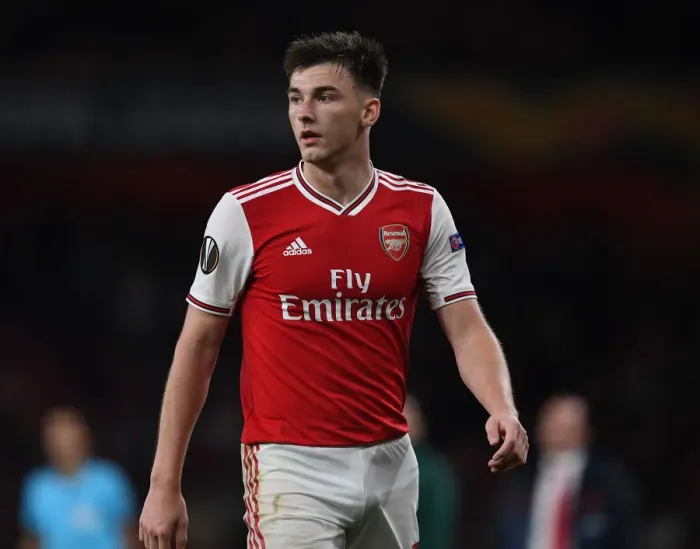 Framed Print : Arsenal's Kieran Tierney in Action Against Standard Liege in Europa League (2019-20) Framed Print : Arsenal's Kieran Tierney in Action Against Standard Liege in Europa League (2019-20)